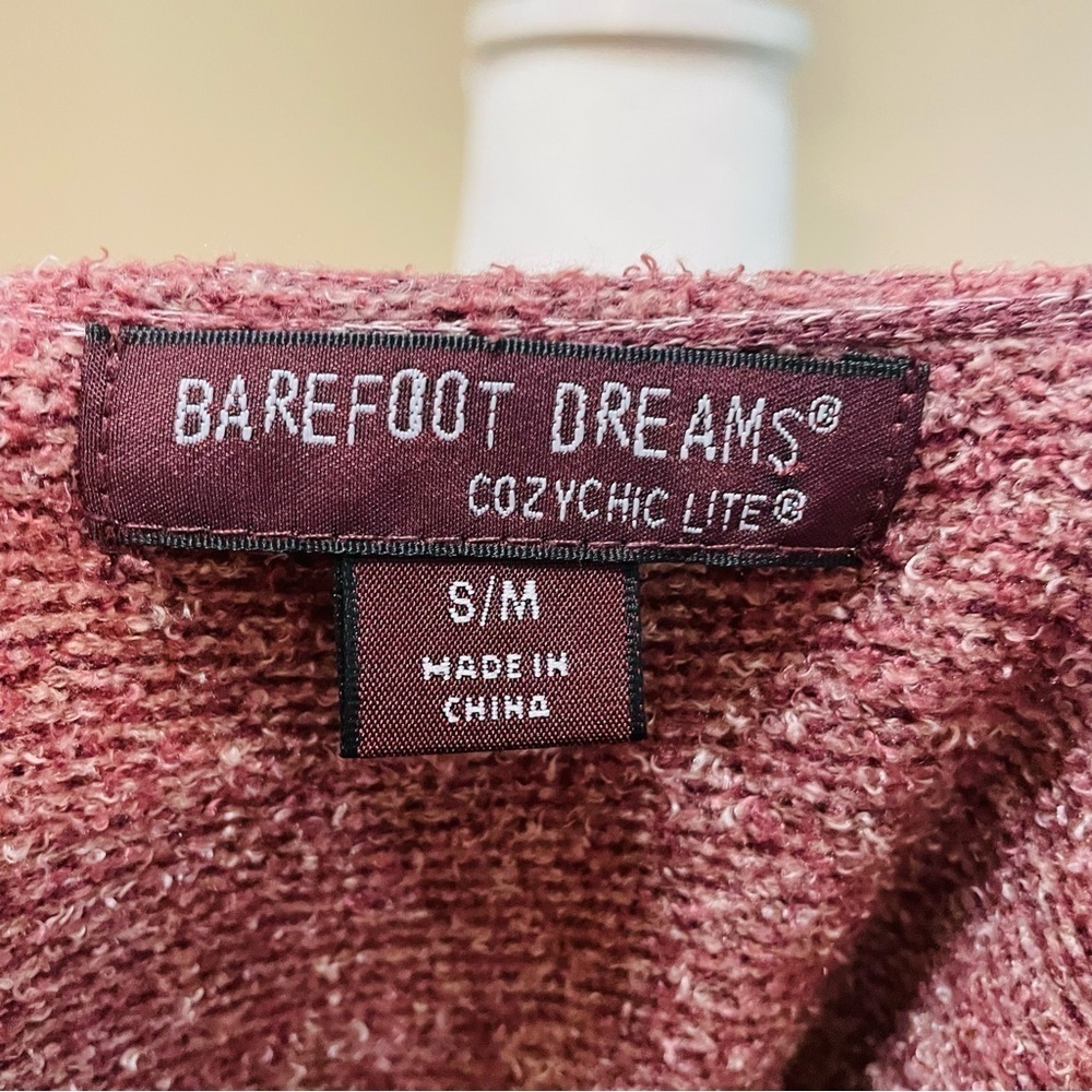 Barefoot Dreams Cozychic Lite Red Asymmetrical Open Cardigan Small/Medium - Picture 4 of 7